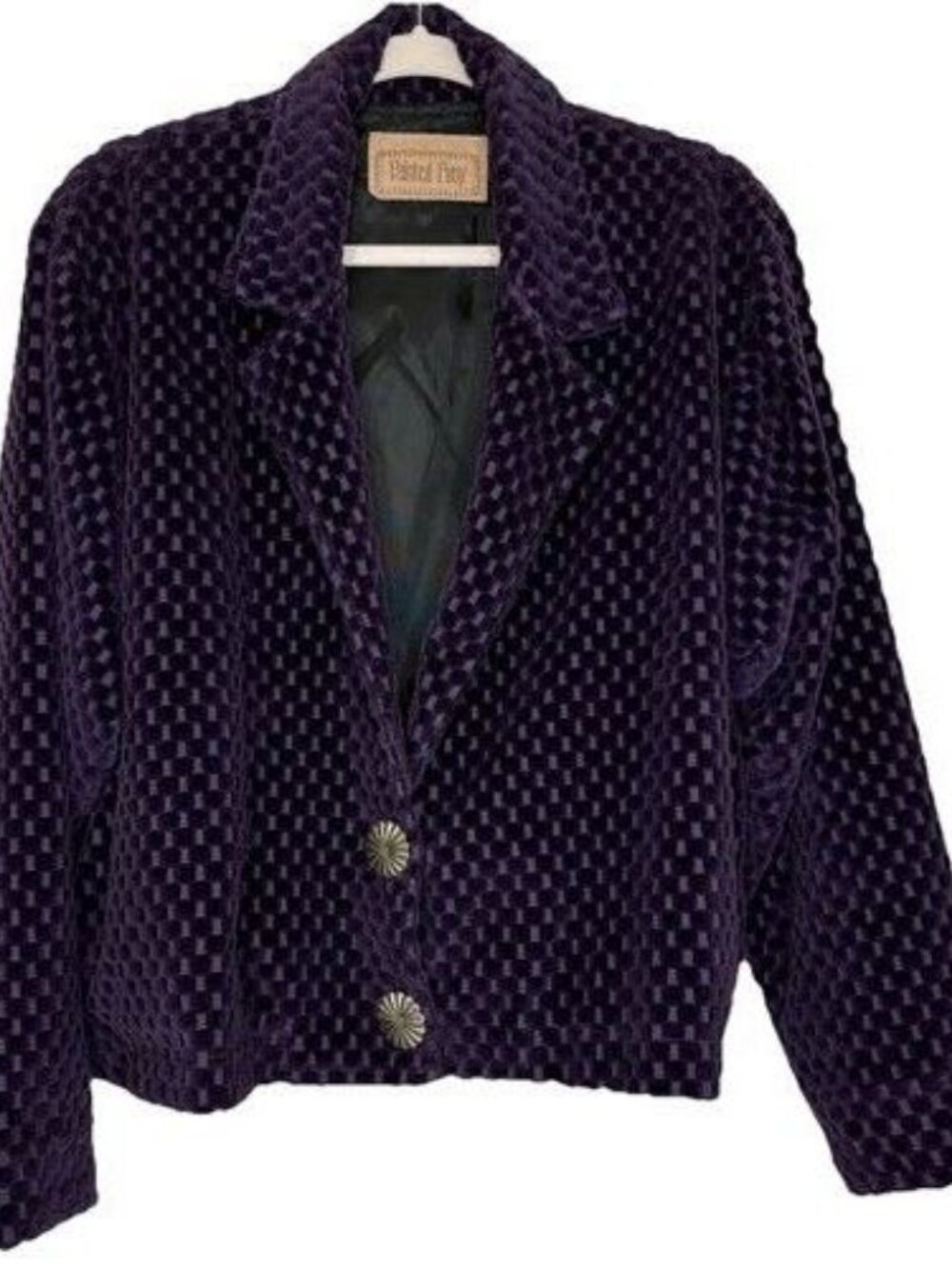 Vintage Bomber Cropped Jacket Velour Bobble Sz L